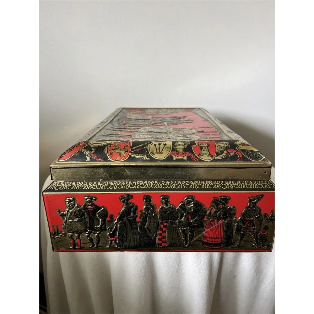 Vtg Germany E Otto Schmidt Large Tin Box Hinged Top Nurnberg Lebkuchen-Schmidt